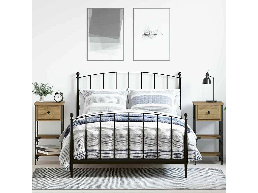 Mobiletto da Notte 2 pcs rovere artigianale 34 x 36 x 70 cm