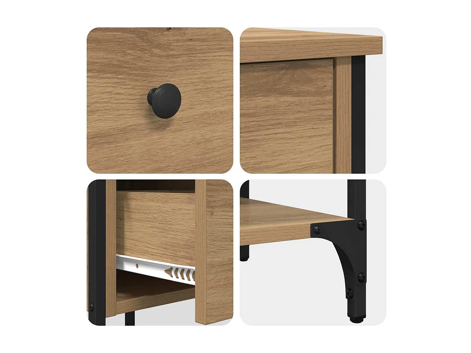 Mobiletto da Notte 2 pcs rovere artigianale 34 x 36 x 70 cm