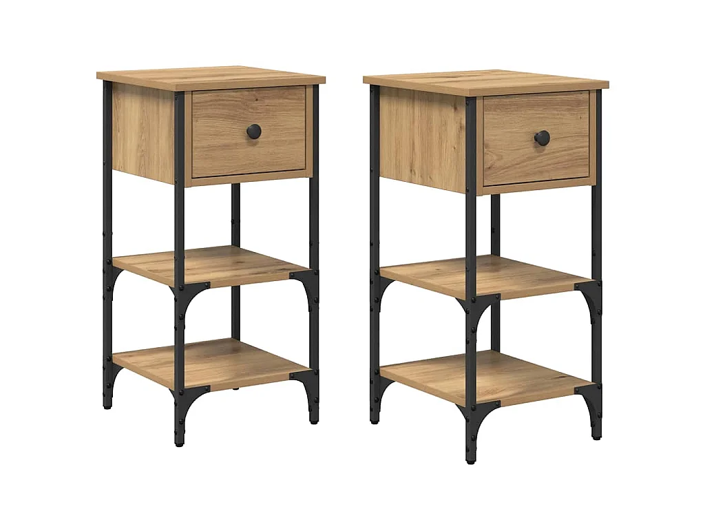 Cabinet de chevet avec tiroir 2 pcs Marron 33,5 x 36 x 70 cm