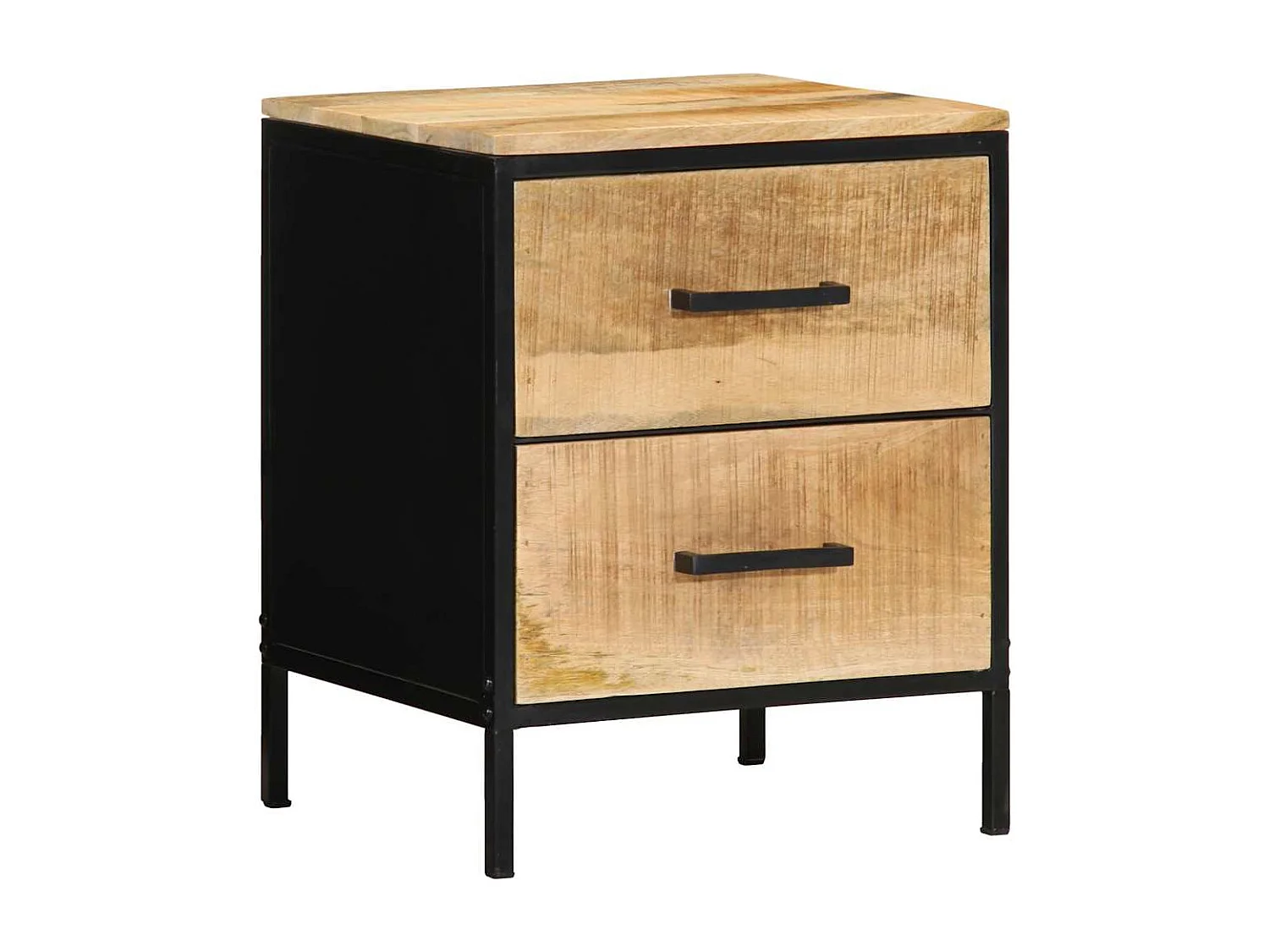 Nachtkastje Bruin en zwart 40 x 35 x 50 cm massief mangohout