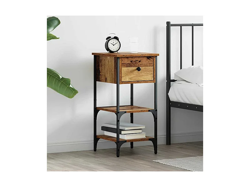 Mobiletto da Notte con cassetto Legno vecchio 34 x 36 x 70 cm