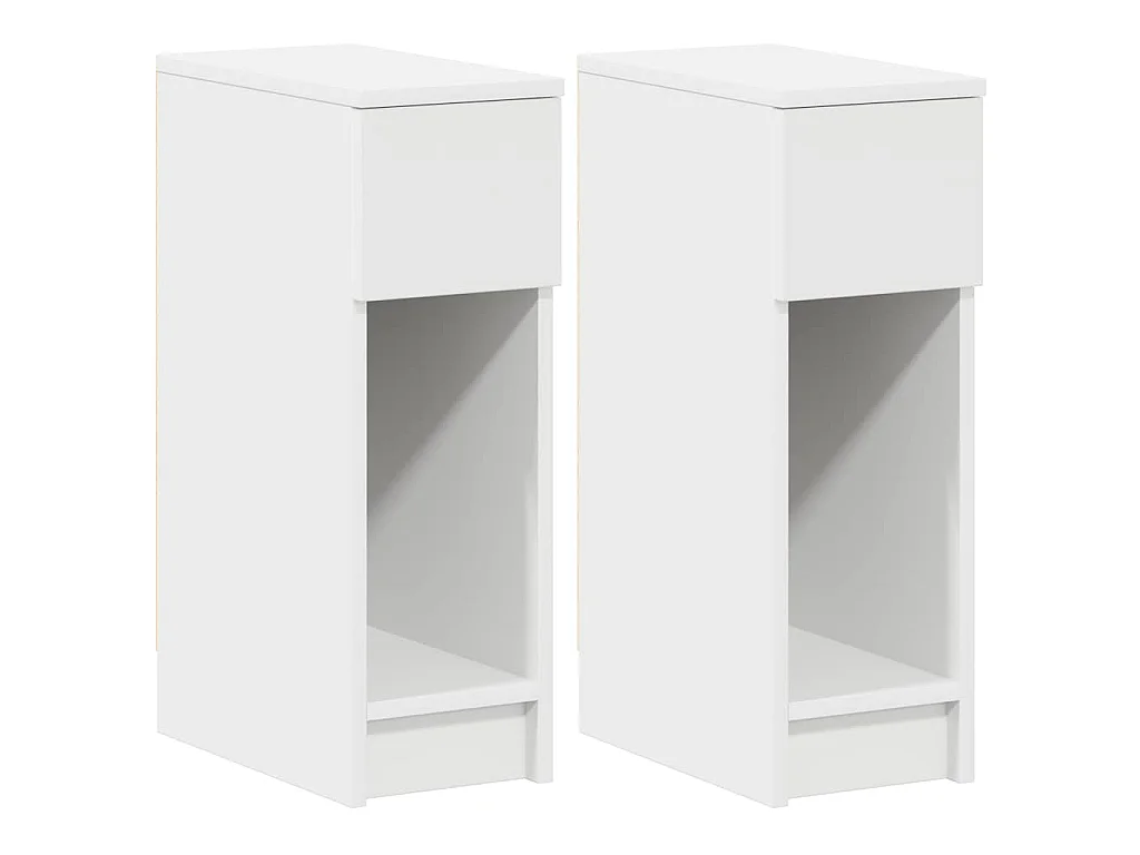 Comodini con Cassetto 2 pz Bianco 20x36x60 cm