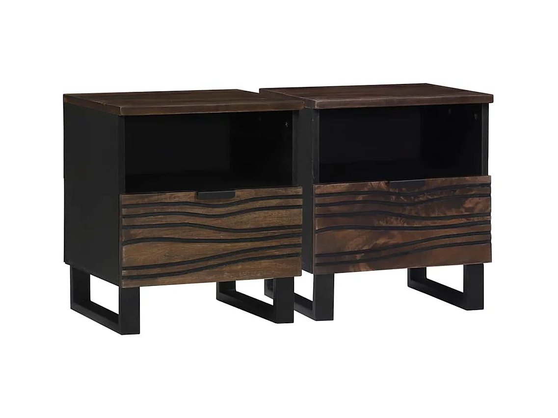 Armario de Noche con cajón 2 pcs Nogal 40 x 33 x 46 cm