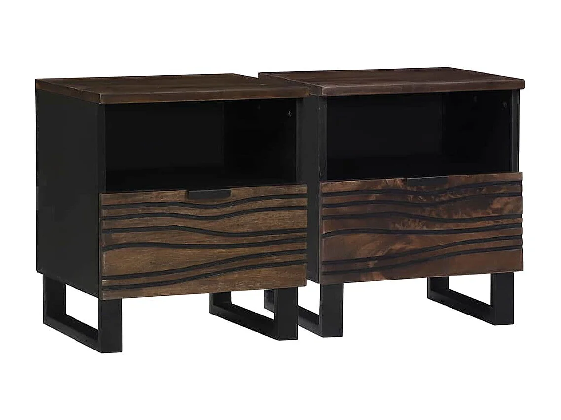 Cabinet de chevet avec tiroir 2 pcs Noyer 40 x 33 x 46 cm