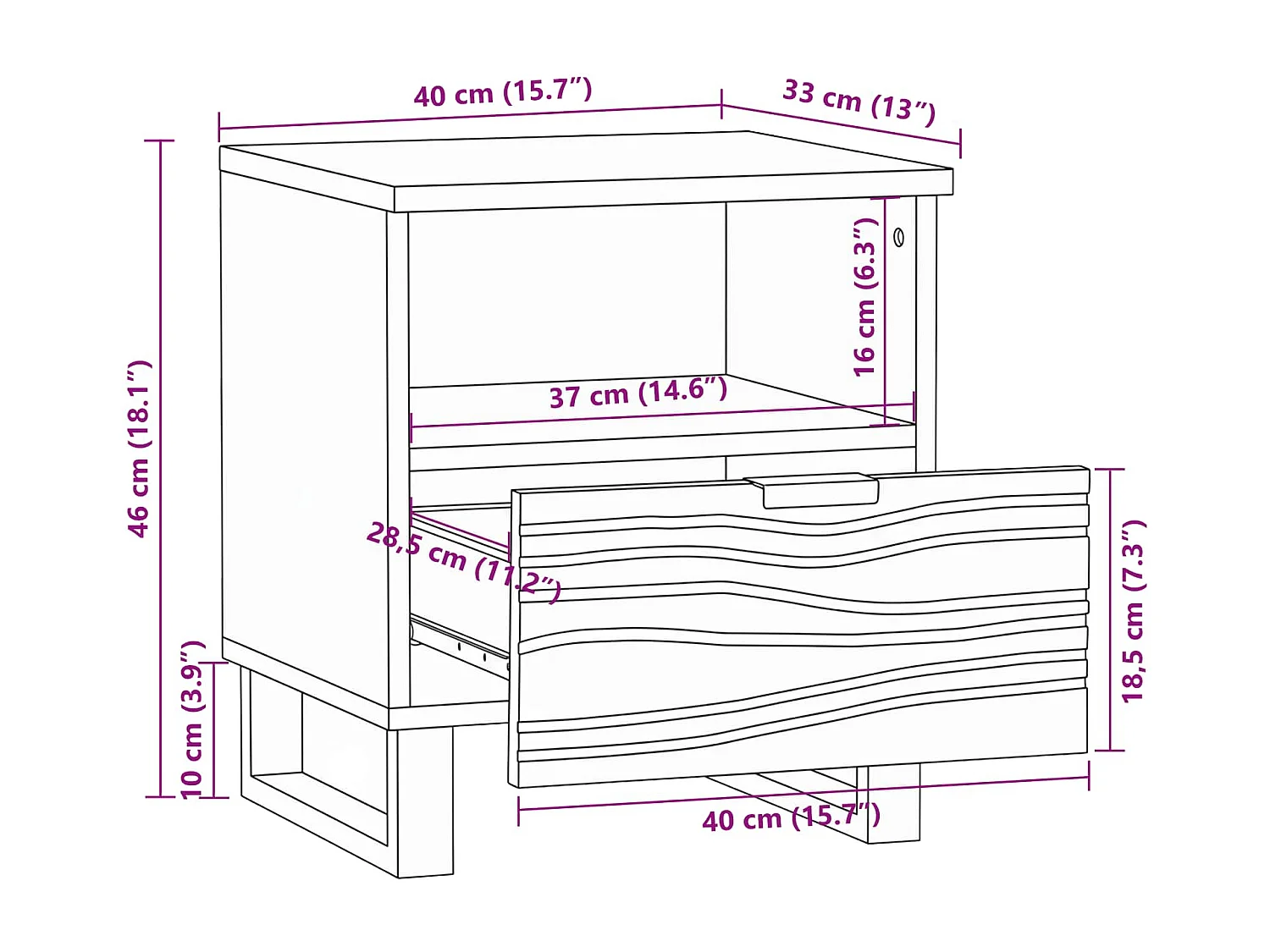 Cabinet de chevet avec tiroir 2 pcs Noyer 40 x 33 x 46 cm
