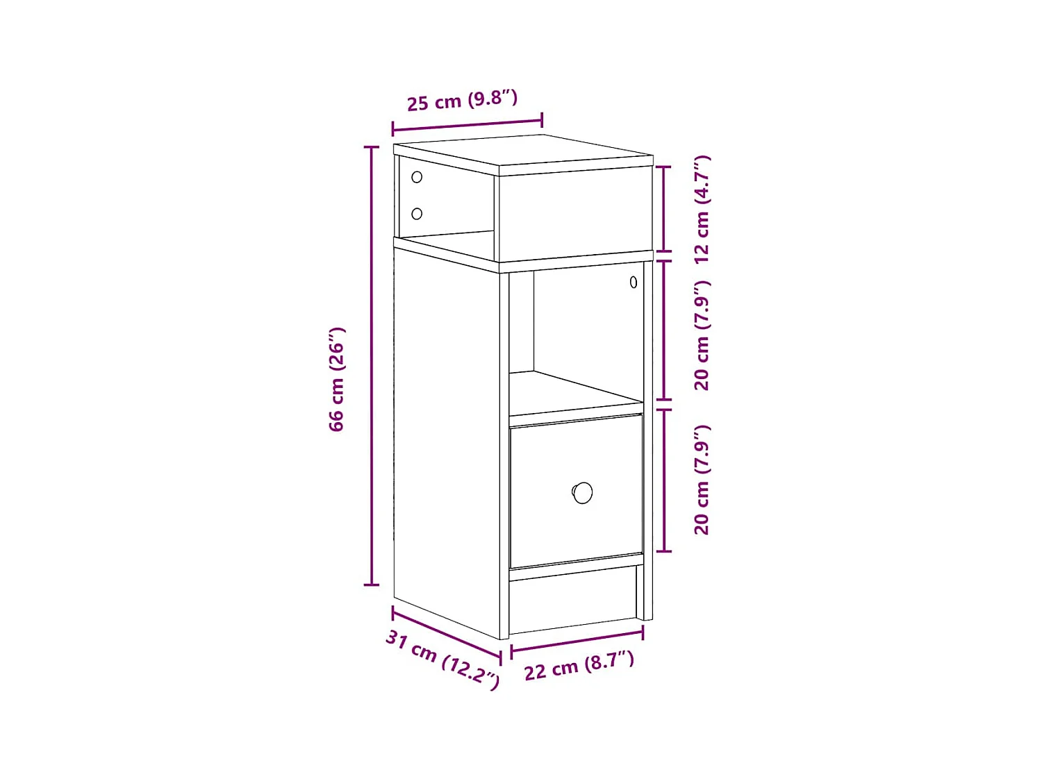 Table de chevet avec tiroir chêne sonoma 25x31x66 cm