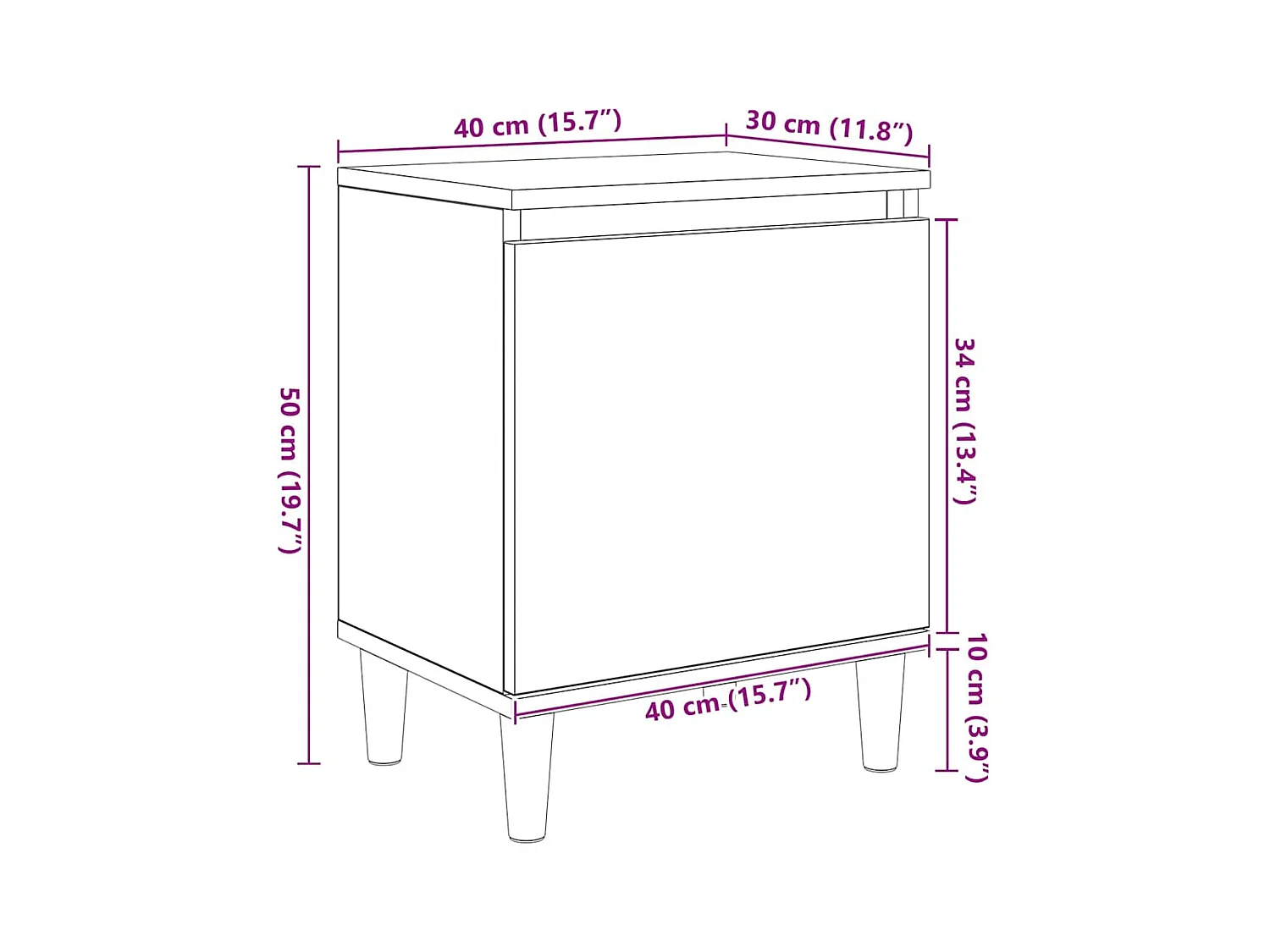 Cabinet de chevet Chêne noir 40 x 30 x 50 cm Bois d'ingénierie