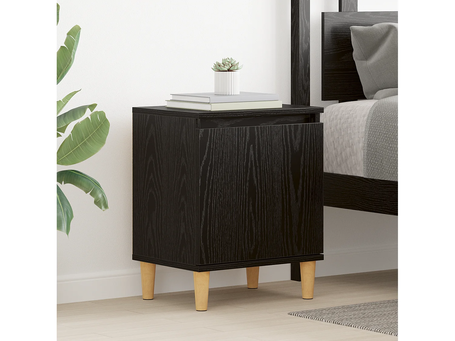 Armadio da Notte Rovere Nero 40 x 30 x 50 cm Legno multistrato