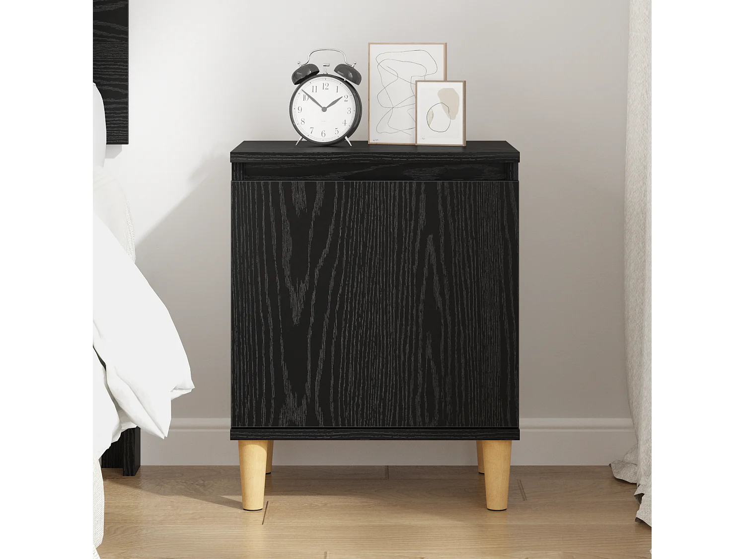 Armadio da Notte Rovere Nero 40 x 30 x 50 cm Legno multistrato