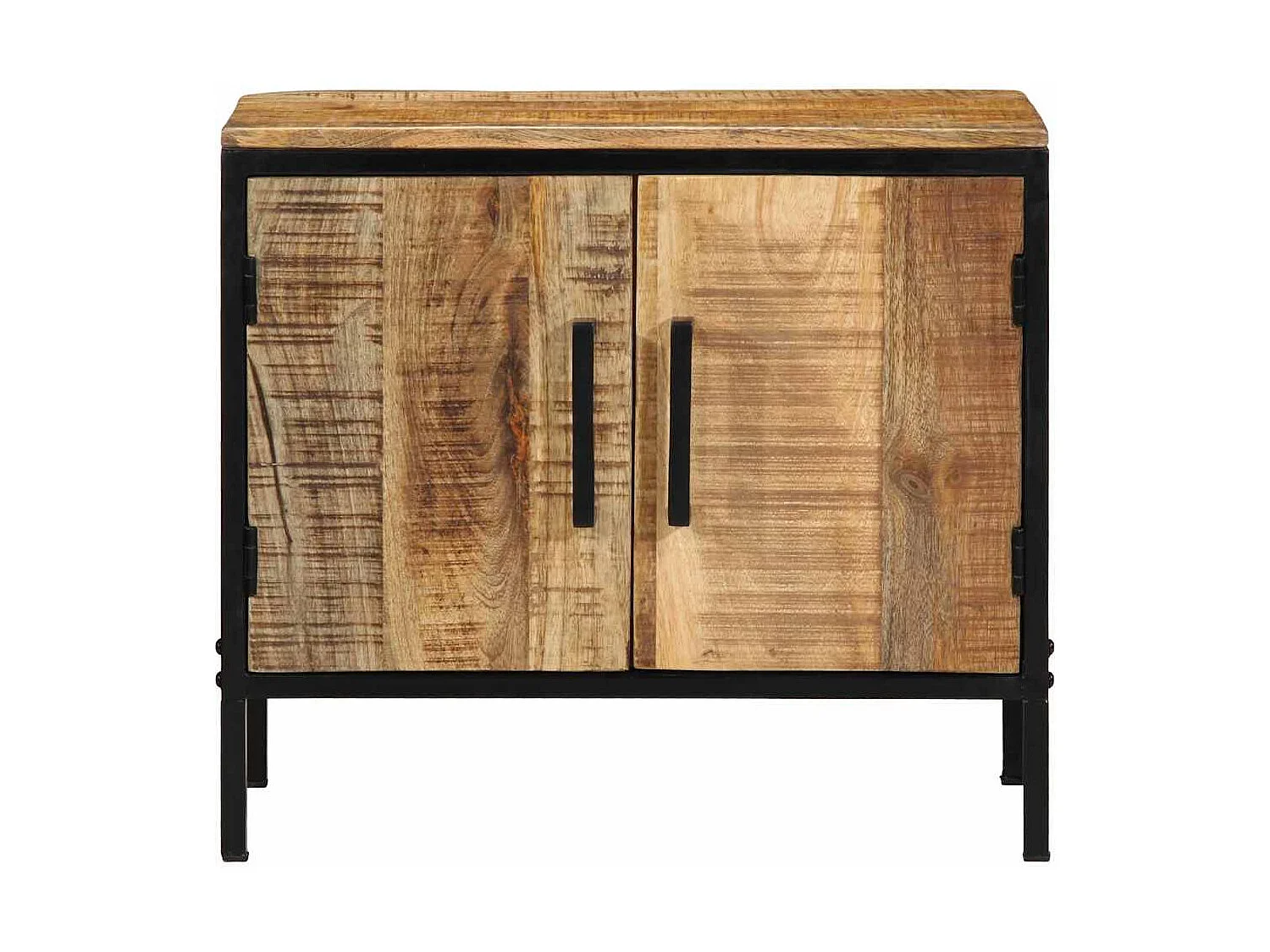 Nachttisch Braun und Schwarz 50 x 30 x 45 cm massives Mangoholz