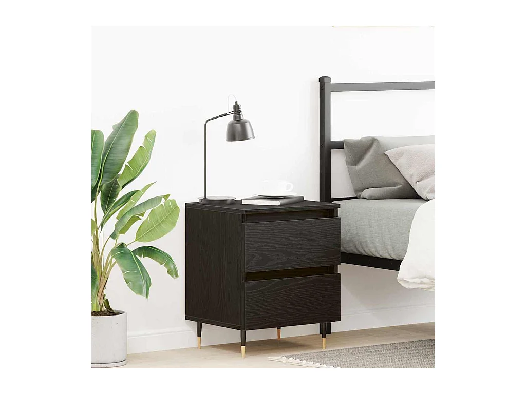 Armadio da Notte Rovere nero 40 x 35 x 50 cm Legno multistrato