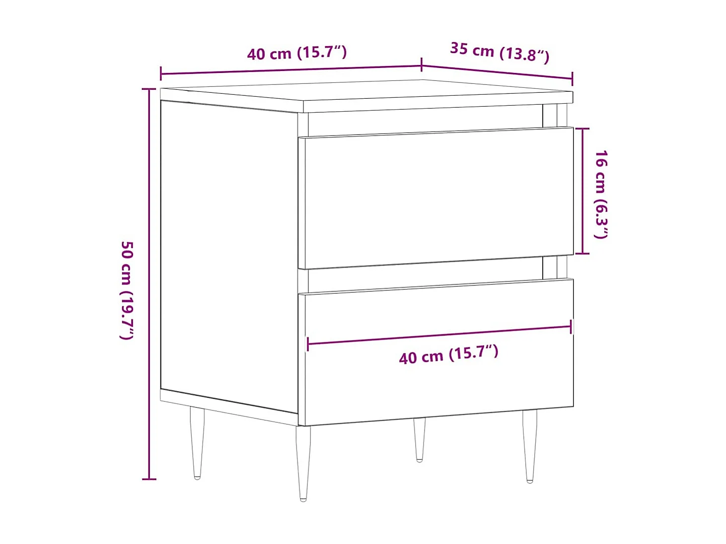 Armadio da Notte Rovere nero 40 x 35 x 50 cm Legno multistrato