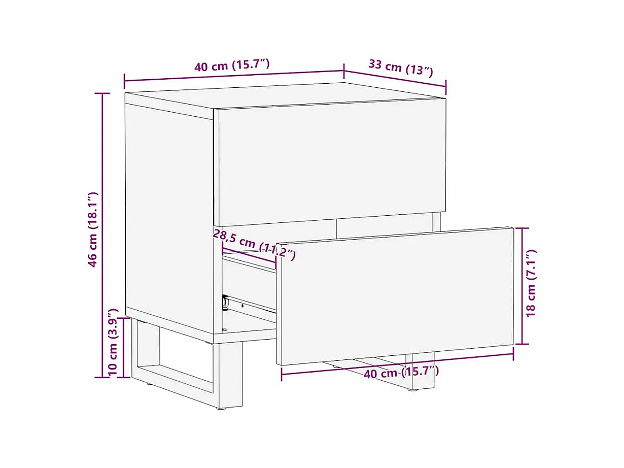 Cabinet de chevet avec tiroir 2 pcs Noyer 40 x 33 x 46 cm