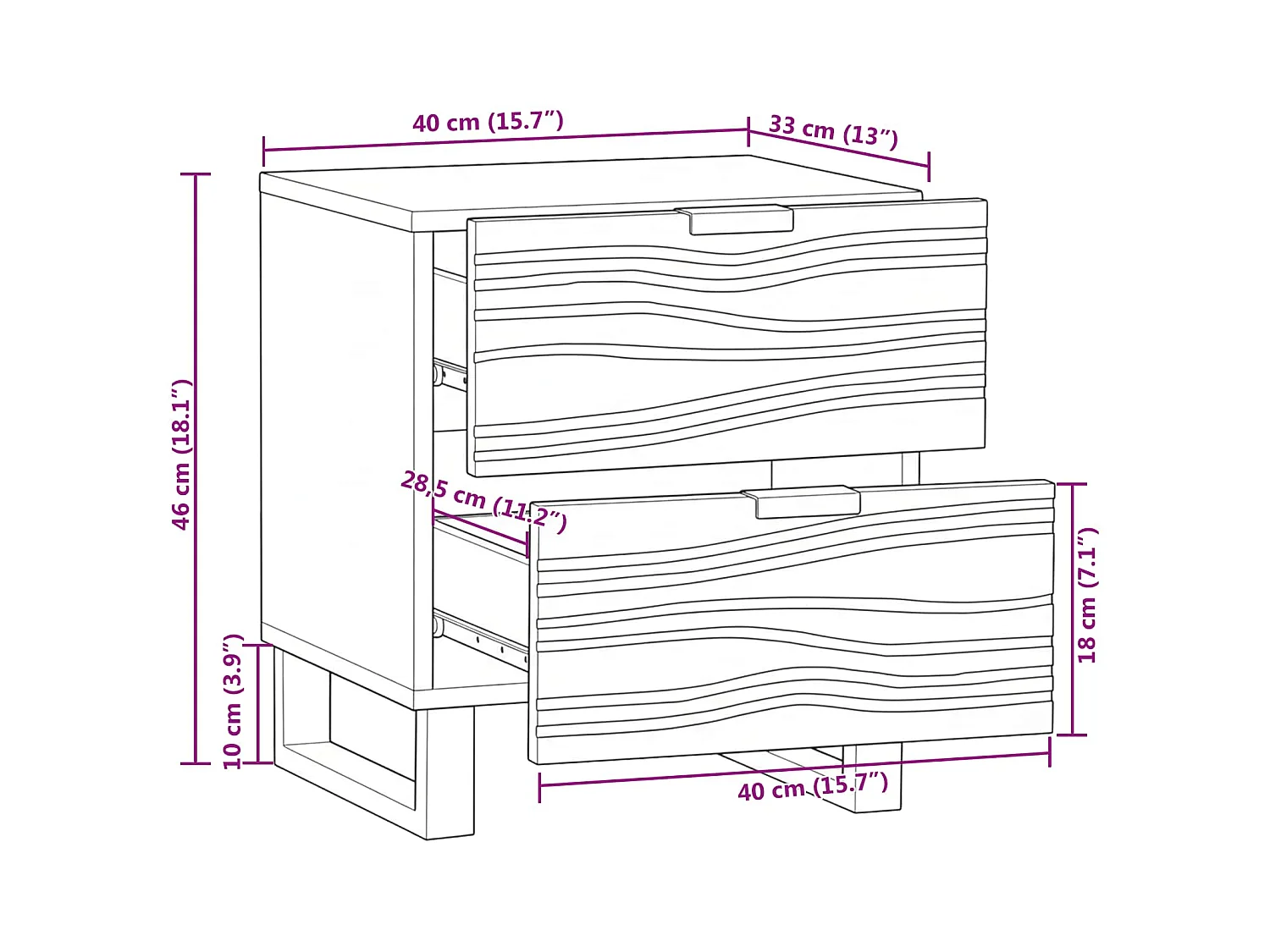 Nachttisch 2 stk. Walnuss 40 x 33 x 46 cm Holzwerkstoff