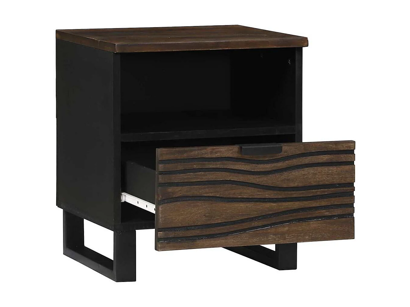 Armario de Noche Nogal 40 x 33 x 46 cm Madera maciza de Acacia