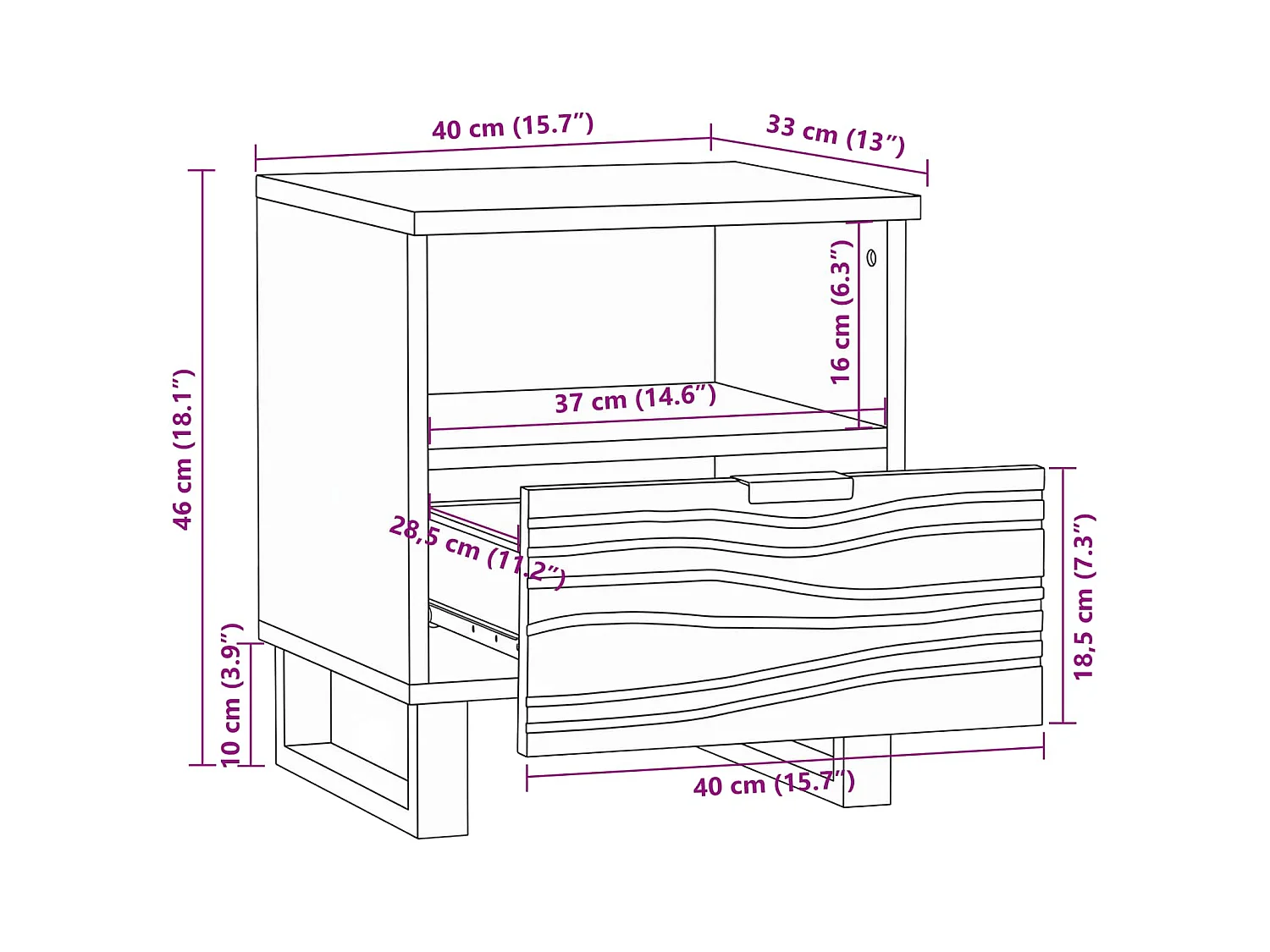 Armadio da Notte Noce 40 x 33 x 46 cm Legno ingegnerizzato