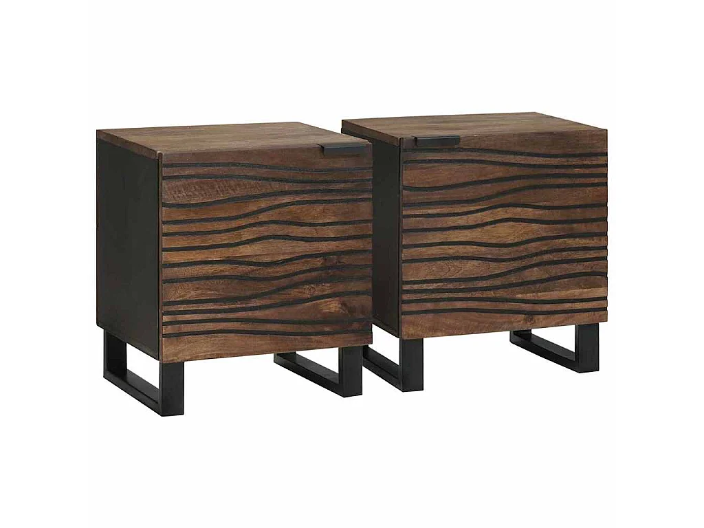 Table de chevet 2 pc Noyer 40 x 33 x 46 cm Bois d'ingénierie