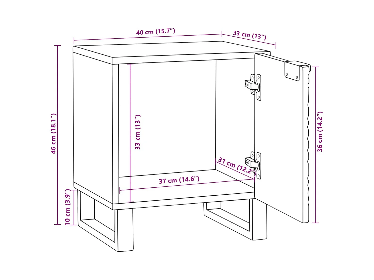 Table de chevet 2 pc Noyer 40 x 33 x 46 cm Bois d'ingénierie