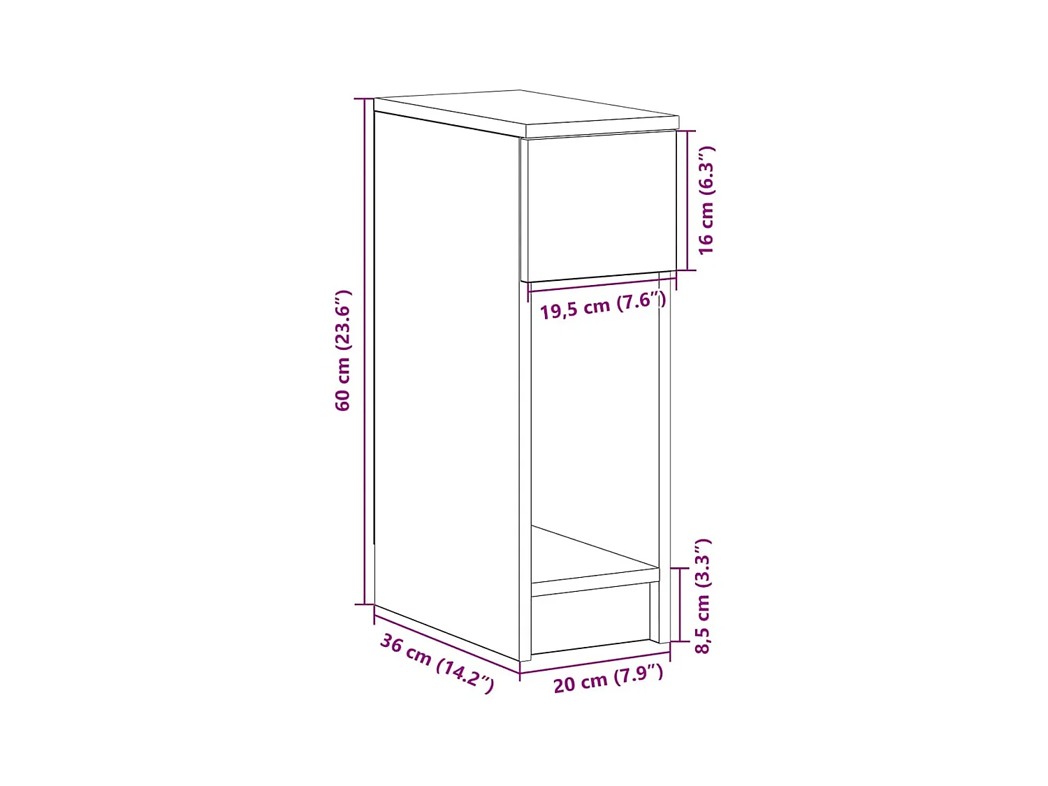 Tables de chevet avec tiroir 2 pcs chêne artisanal 20x36x60 cm