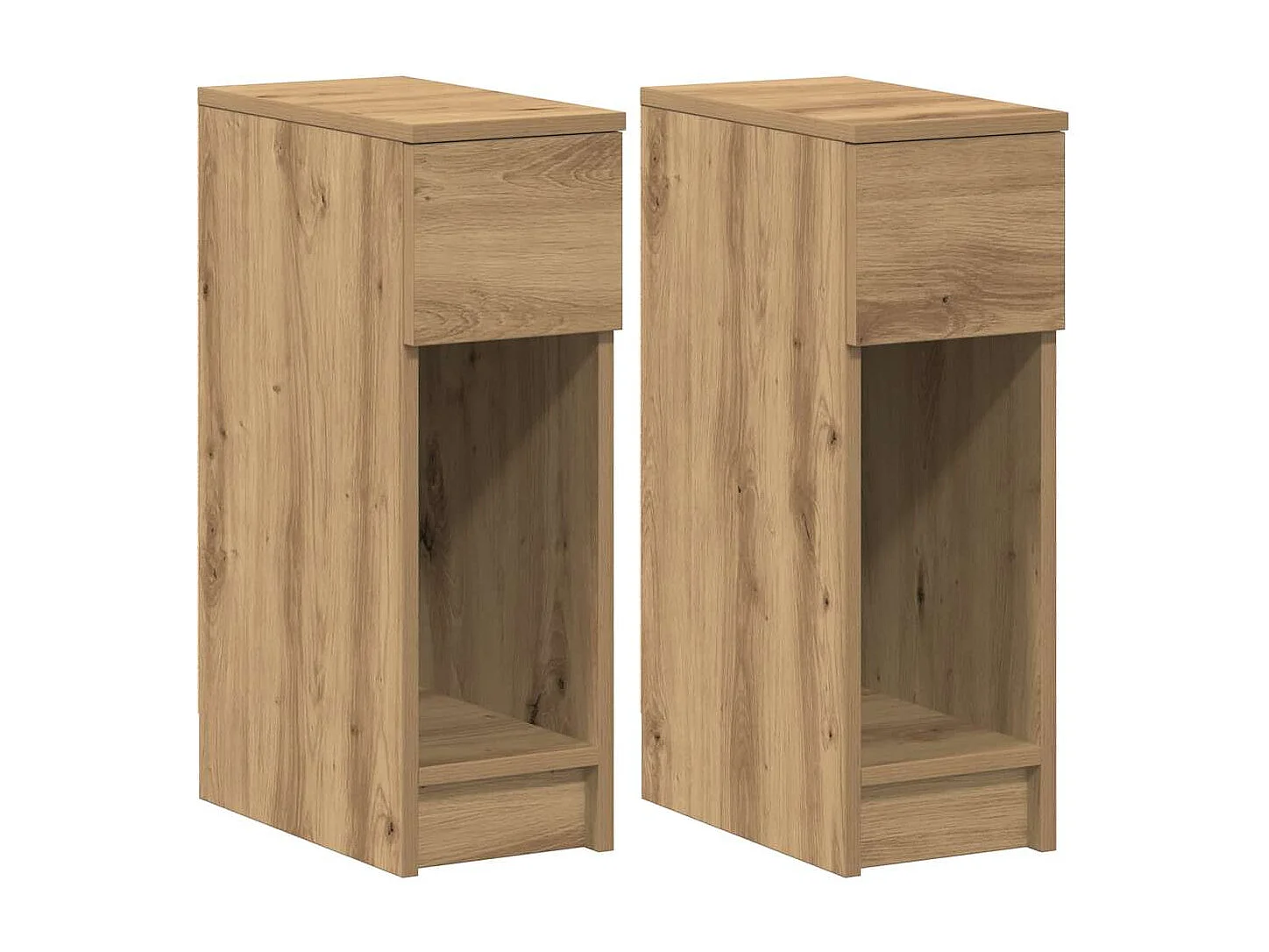 Comodini con Cassetto 2 pz Rovere Artigianale 20x36x60 cm