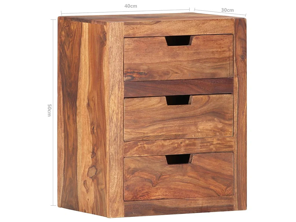 Comodino 40x30x50 cm in Legno Massello di Acacia