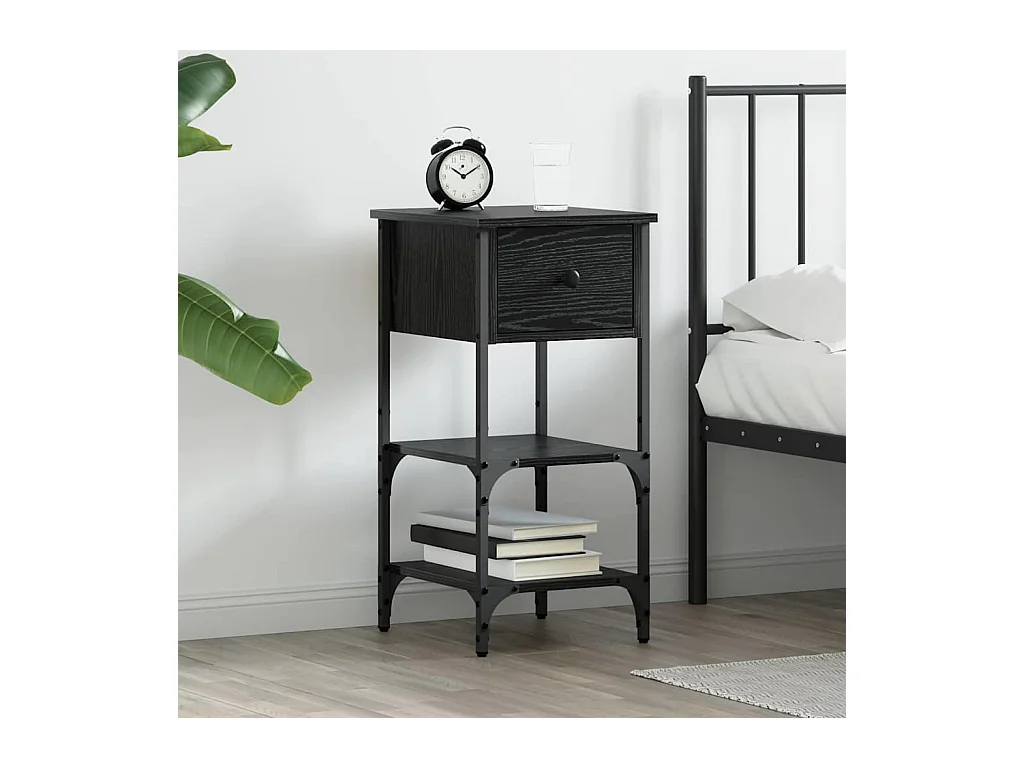 Armário de Cabeceira com gaveta Carvalho preto 34 x 36 x 70 cm