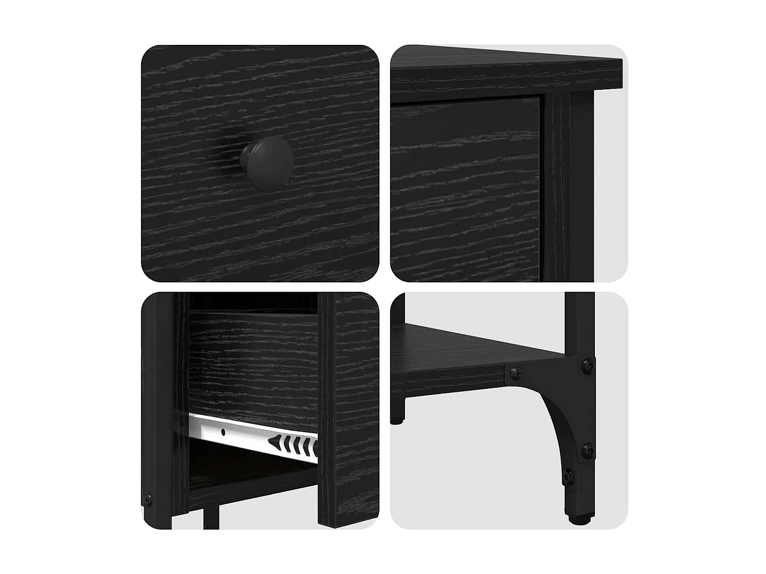 Mobiletto da Notte con cassetto Rovere nero 34 x 36 x 70 cm