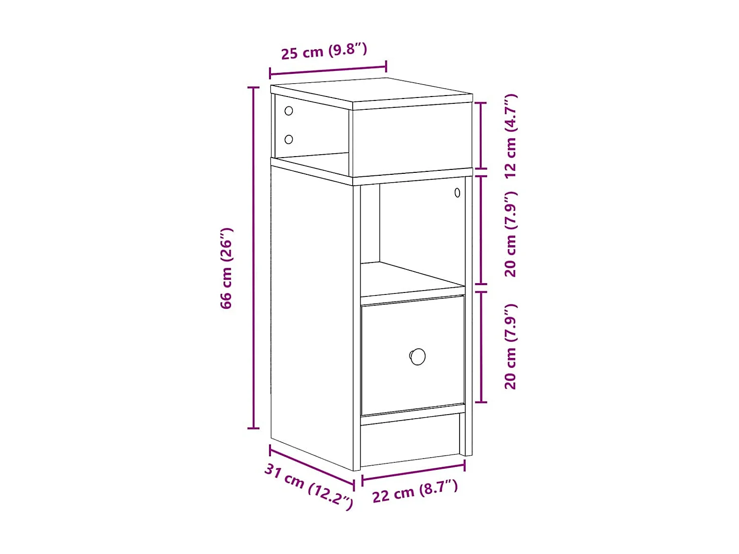 Tables de chevet 2 pcs avec tiroir chêne sonoma 25x31x66 cm