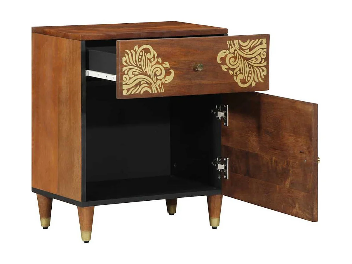 Cabinet de chevet avec porte Marron miel 50 x 33 x 60 cm