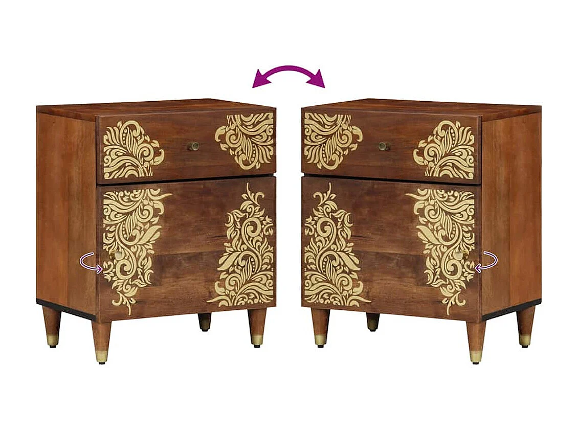 Cabinet de chevet avec porte Marron miel 50 x 33 x 60 cm