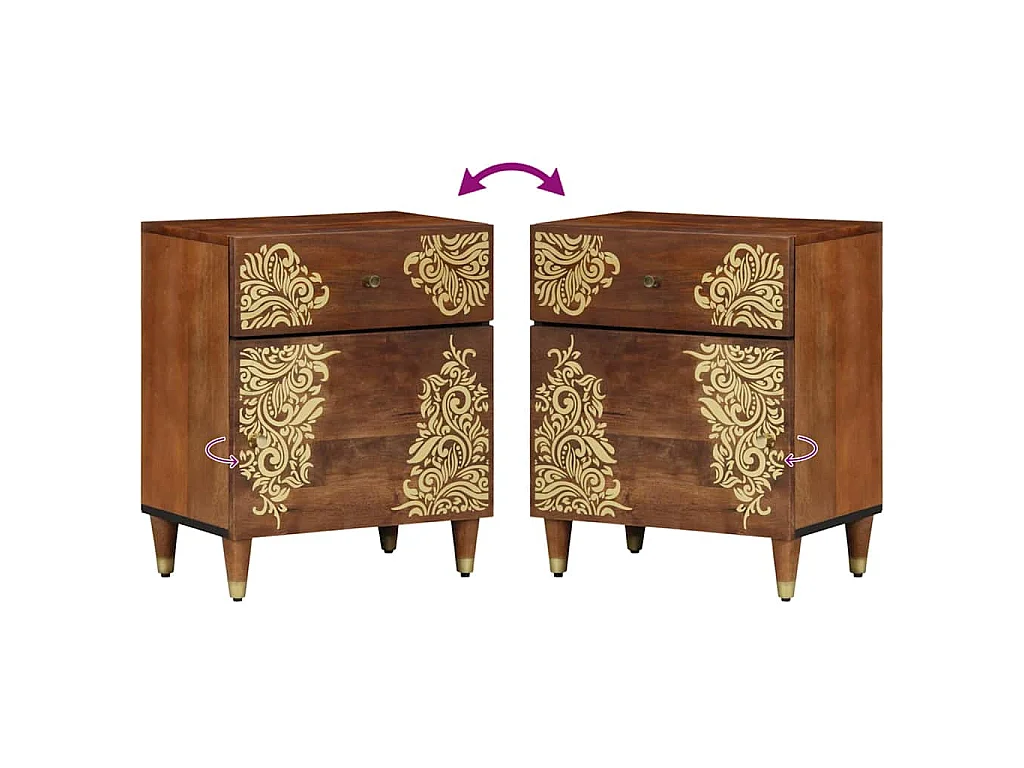 Mesa de cabeceira com porta Marrom mel 50 x 33 x 60 cm