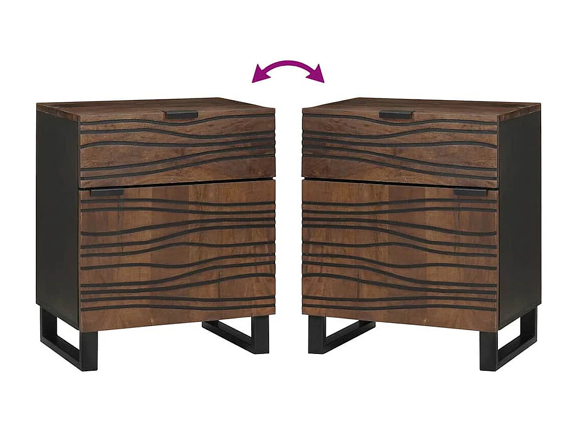 Armario de Noche Nogal 50 x 33 x 60 cm Madera maciza de Acacia