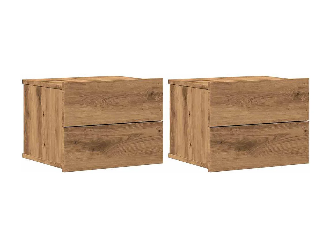 Mesitas de noche de pared 2 uds color roble artisan 40x32x30 cm