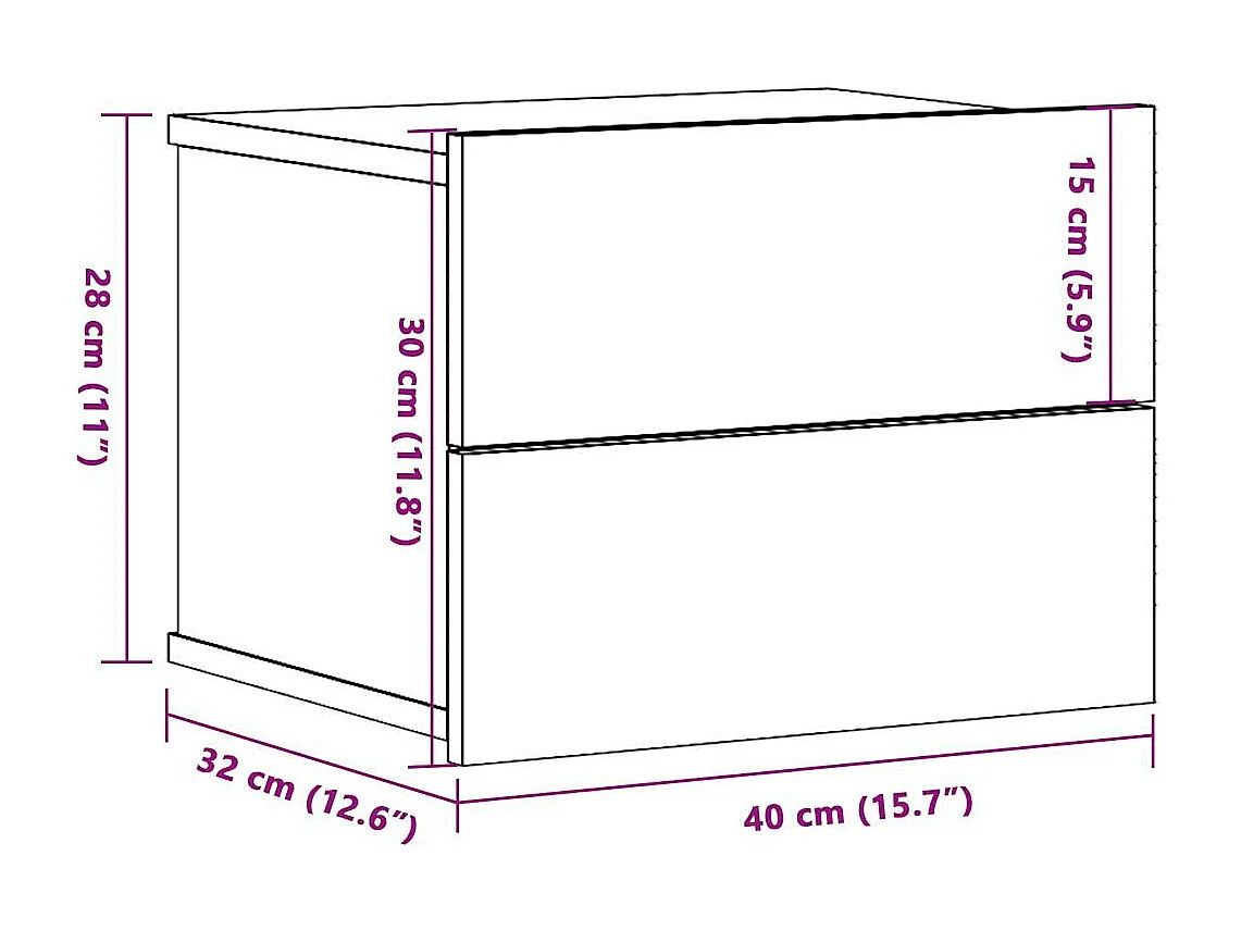 Mesitas de noche de pared 2 uds color roble artisan 40x32x30 cm