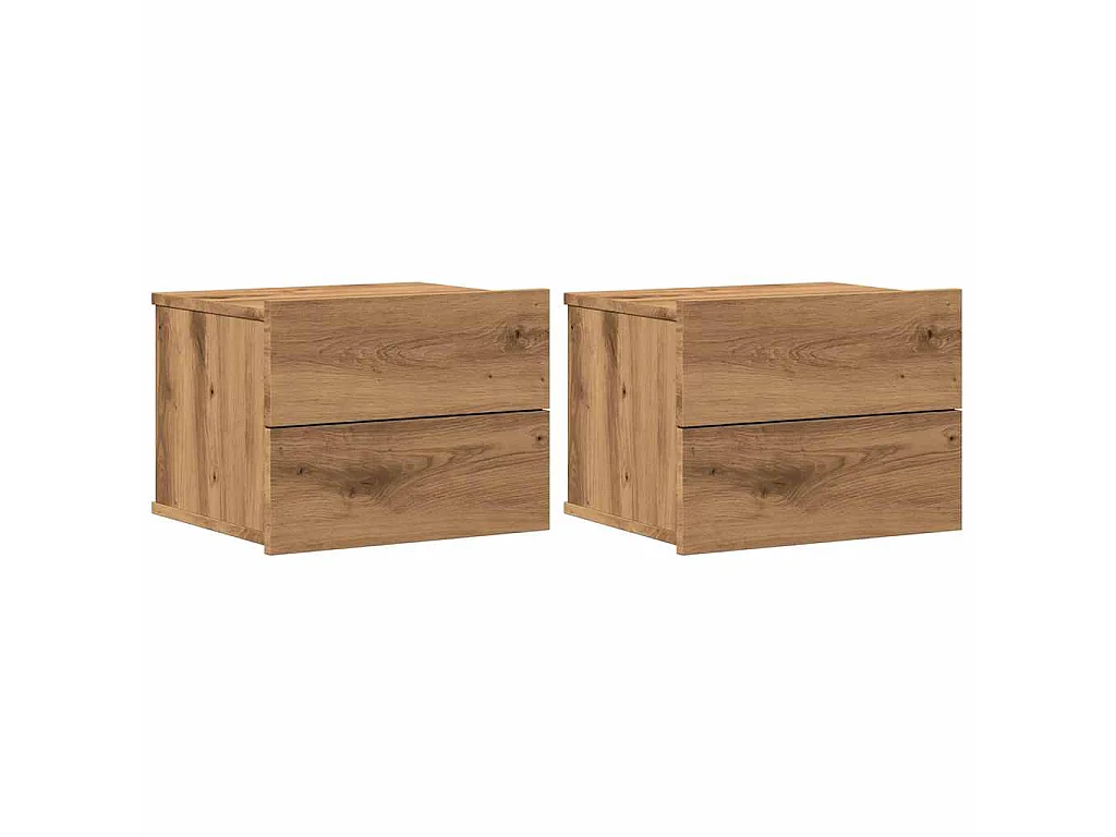 Nachtkastjes 2 st wandgemonteerd 40x32x30 cm artisanaal eiken