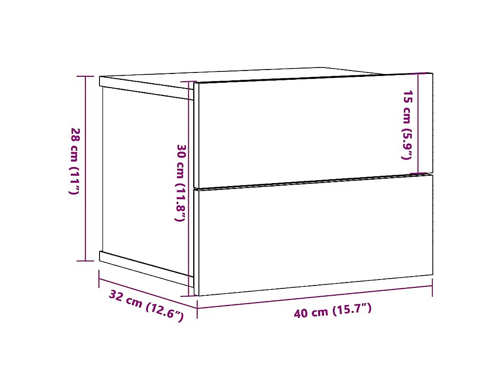 Nachtkastjes 2 st wandgemonteerd 40x32x30 cm artisanaal eiken