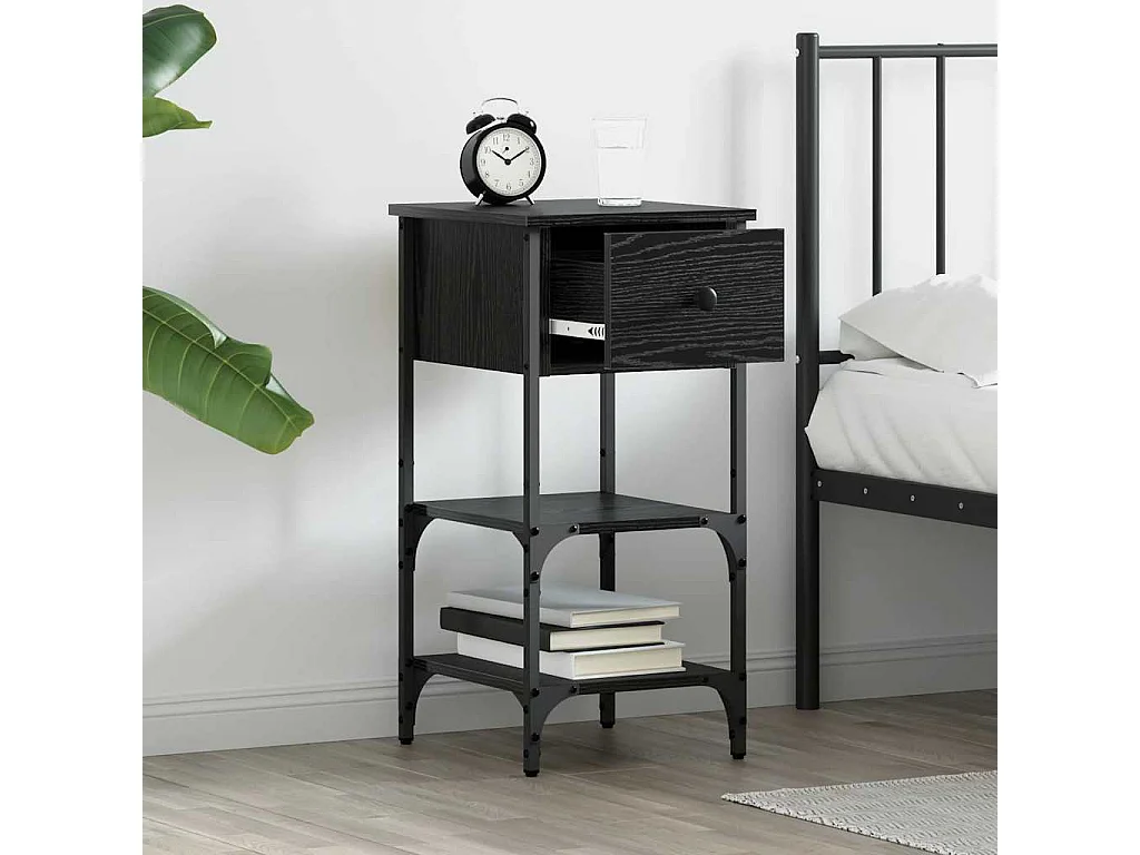 Armadio da Notte 2 pcs Rovere Nero 33.5 x 36 x 70 cm