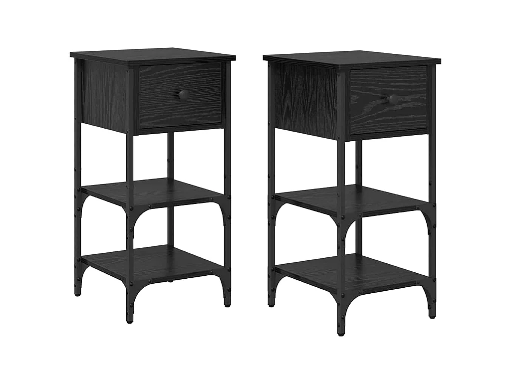 Armadio da Notte 2 pcs Rovere Nero 33.5 x 36 x 70 cm
