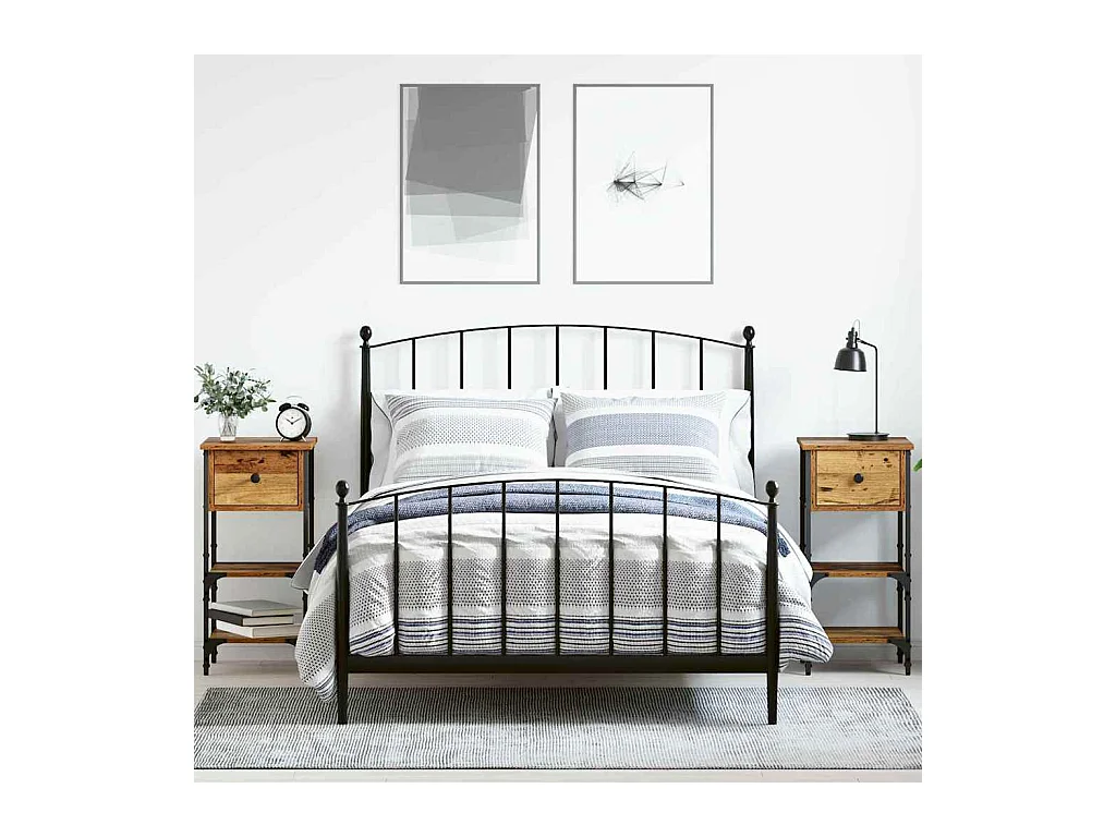 Cabinet de Chevet avec tiroir 2 pcs Bois ancien 34 x 36 x 70 cm