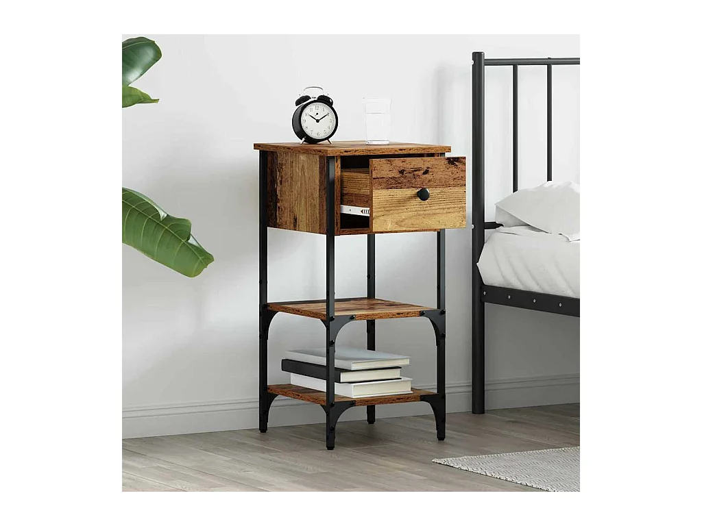 Cabinet de Chevet avec tiroir 2 pcs Bois ancien 34 x 36 x 70 cm