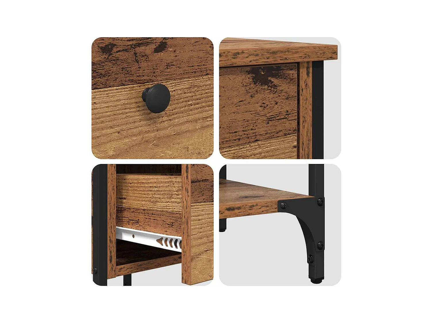 Cabinet de Chevet avec tiroir 2 pcs Bois ancien 34 x 36 x 70 cm