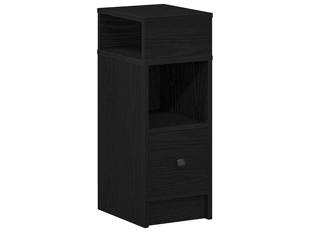 Comodino con Cassetto Nero 25x31x66 cm