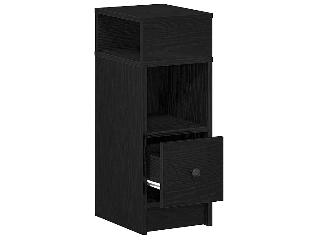 Comodino con Cassetto Nero 25x31x66 cm