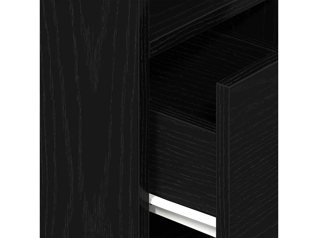 Comodino con Cassetto Nero 25x31x66 cm