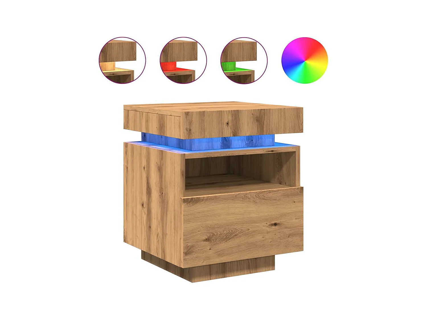 Armoires de chevet avec lumières LED 2 pcs chêne artisanal