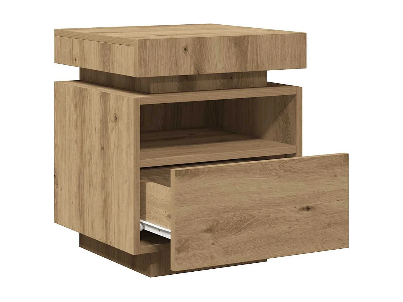 Armoires de chevet avec lumières LED 2 pcs chêne artisanal