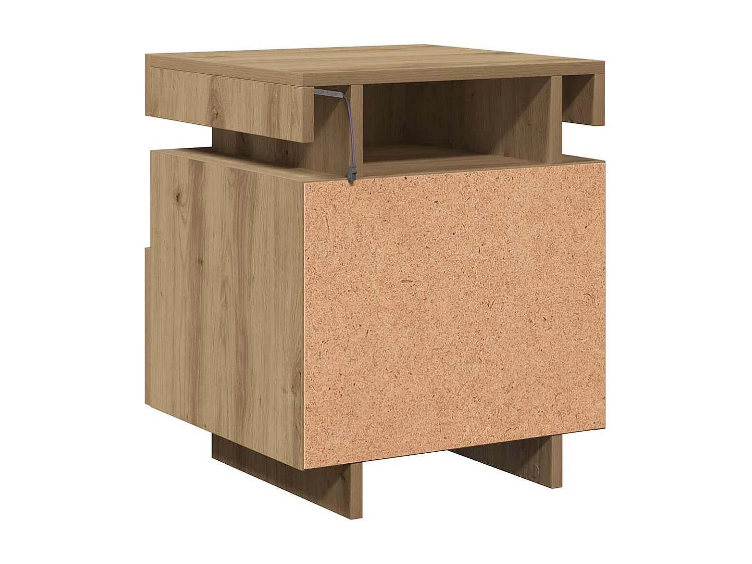 Mesas cabeceira c/luzes LED 2pc 40x39x48,5cm carvalho artisiano