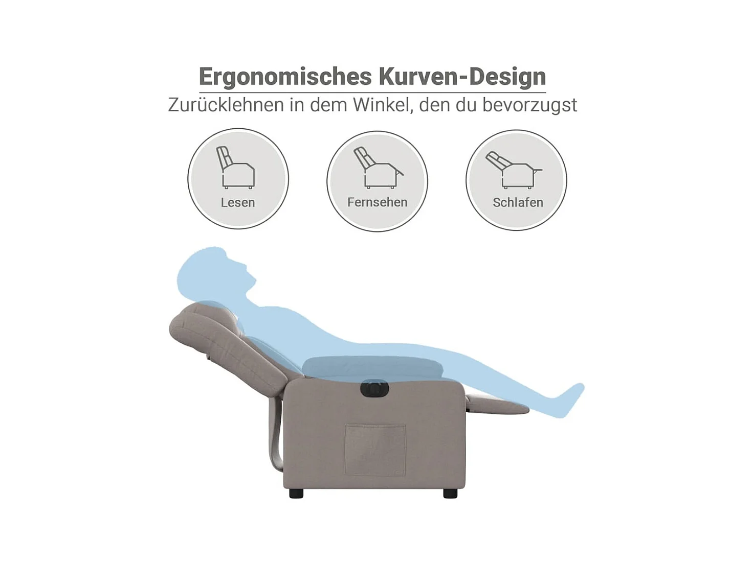 Fauteuil inclinable électrique Taupe Tissu