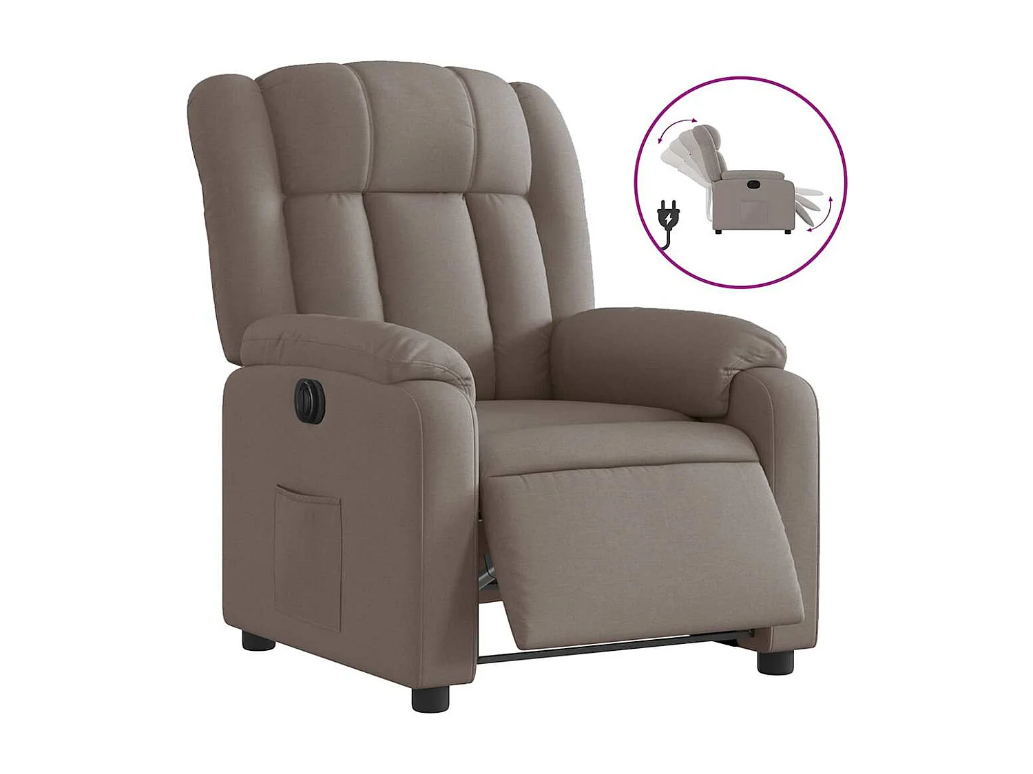 Fauteuil inclinable électrique Taupe Tissu