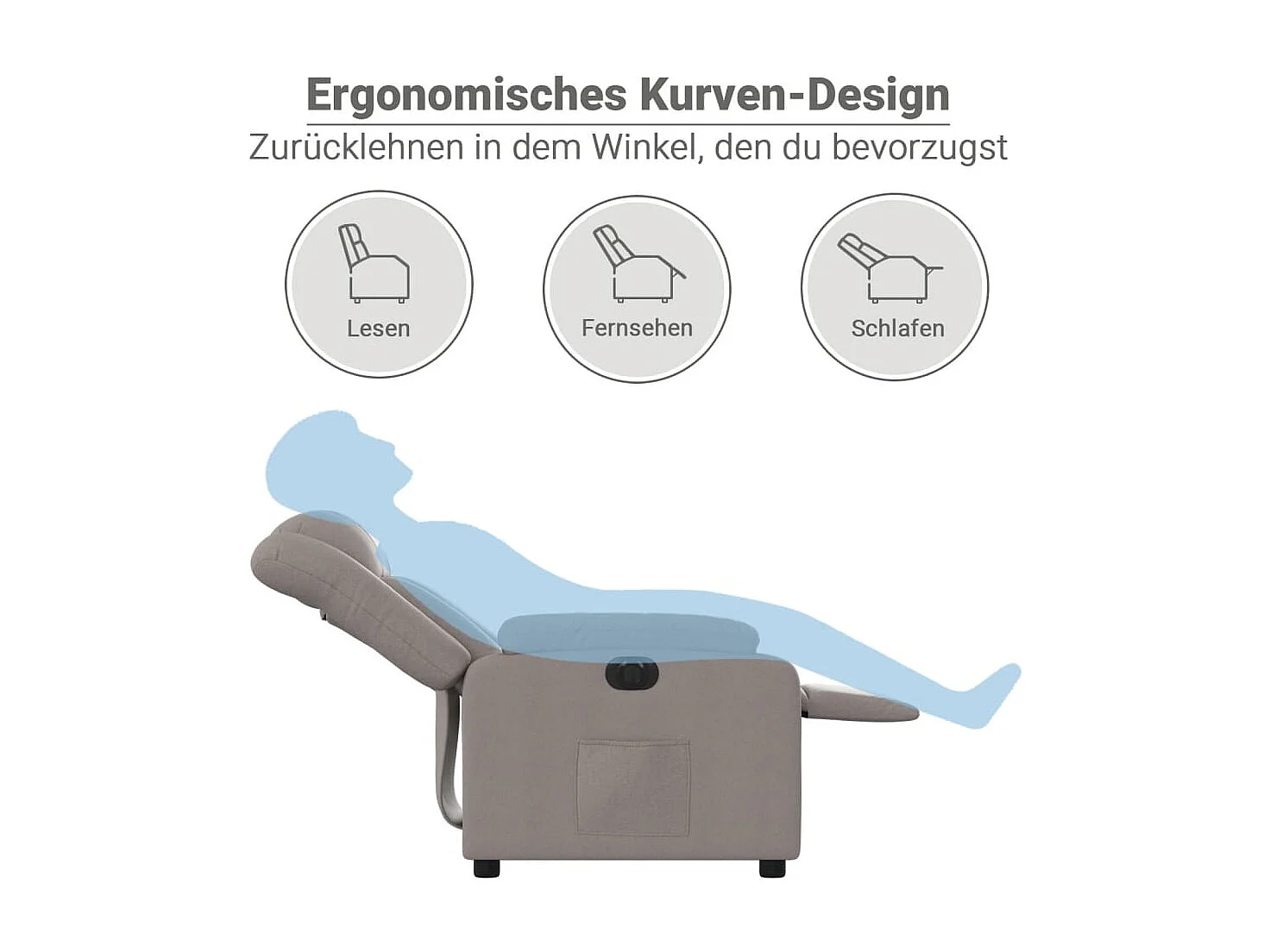 Fauteuil inclinable électrique Taupe Tissu
